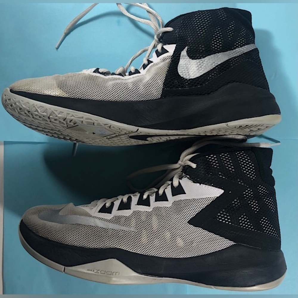 NIKE Zoom Devosion Basketball Shoes #844592-100 White & Black Men's Size 8